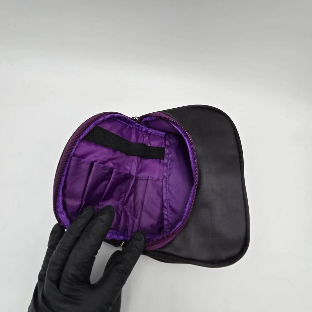 Younique Black Makeup Bag Cosmetic Organizer‎ Pouch Purple Trim Zipper
